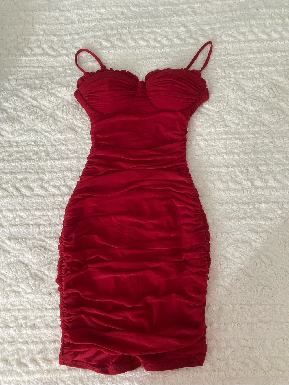 Red Ruched Mini/bodycon Dress with Sweetheart Bust